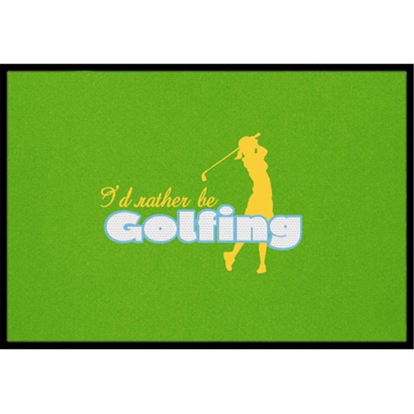 Jensendistributionservices Id rather be Golfing Woman on Green Indoor or Outdoor Mat MI2555015